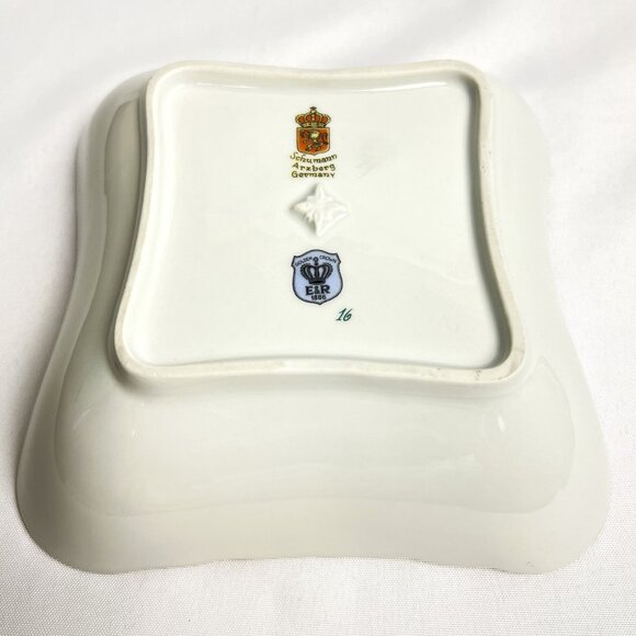 Schumann Arzberg Vintage Germany Porcelain Square Floral Bowl Gold Trim European - Picture 7 of 10